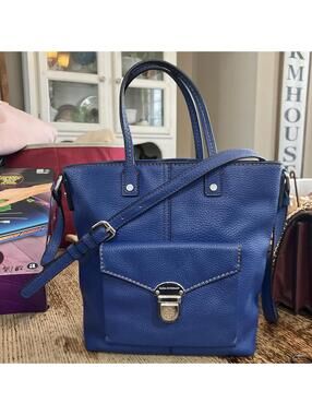 DANA BUCHMAN SMALL BLUE FAUX LEATHER 2 WAY SATCHEL CROSSBODY  BAG Handbag Purse